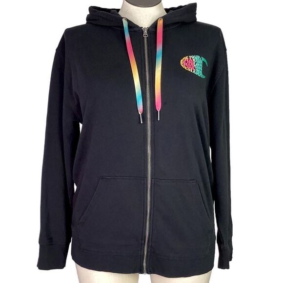 Champion Hoodie Womens 1X Black Campus Rainbow Zip French Terry Pockets - Picture 1 of 8